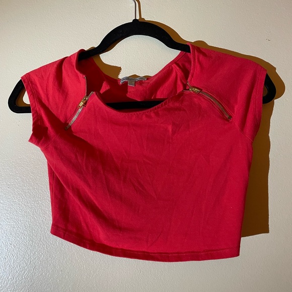 Charlotte Russe Red Crop Top with Zippers - Picture 1 of 4